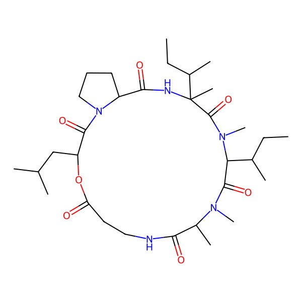 2D Structure of cyclo[DL-N(Me)Ala-bAla-DL-OLeu-DL-Pro-DL-aMexiIle-DL-N(Me)xiIle]