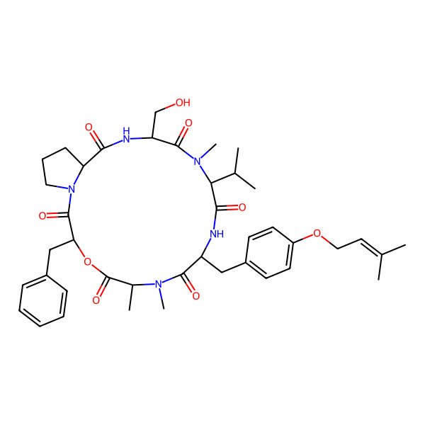 2D Structure of cyclo[DL-N(Me)Ala-DL-OPhe-DL-Pro-DL-Ser-DL-N(Me)Val-DL-Tyr(Unk)]