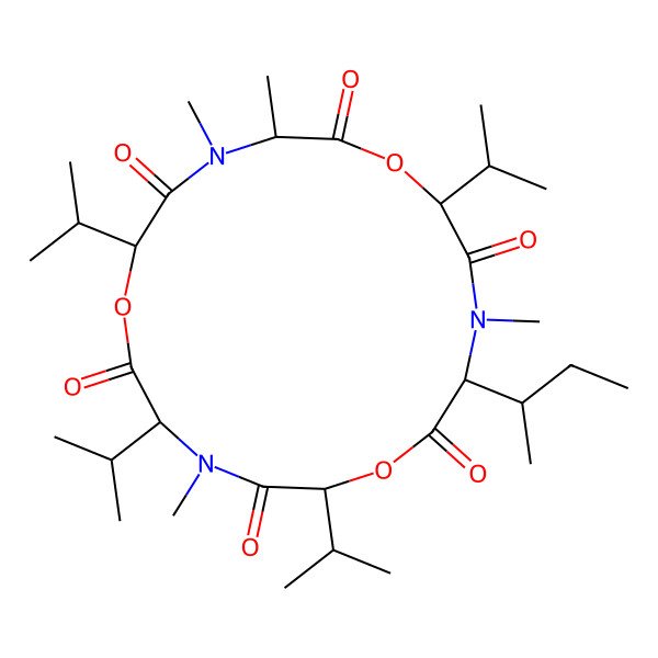 2D Structure of cyclo[DL-N(Me)Ala-DL-OVal-DL-N(Me)xiIle-DL-OVal-DL-N(Me)Val-DL-OVal]