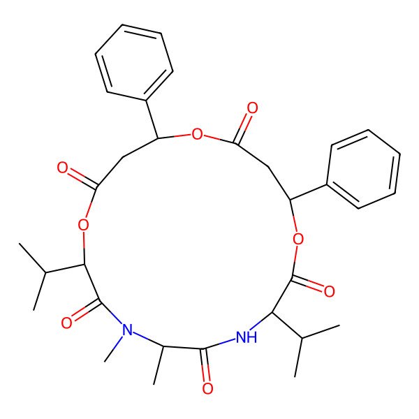 2D Structure of cyclo[DL-N(Me)Ala-DL-Val-ObPhe-ObPhe-DL-OVal]