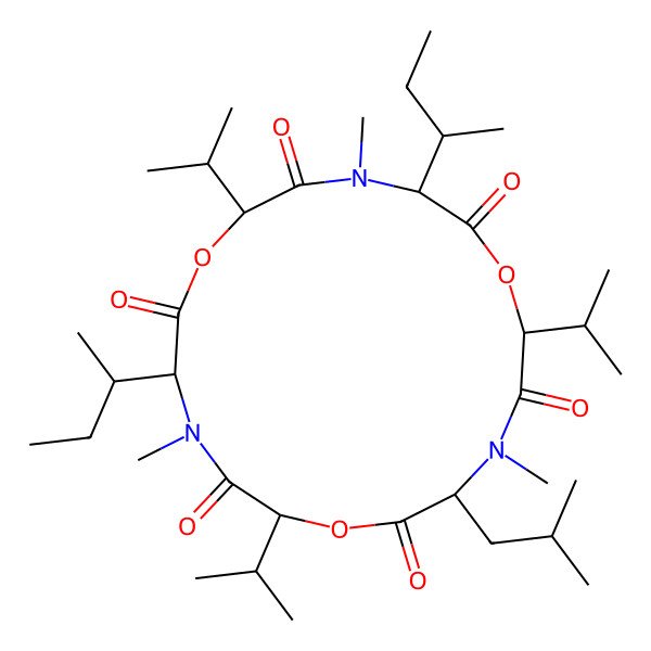 2D Structure of cyclo[DL-N(Me)Leu-DL-OVal-DL-N(Me)xiIle-DL-OVal-DL-N(Me)xiIle-DL-OVal]