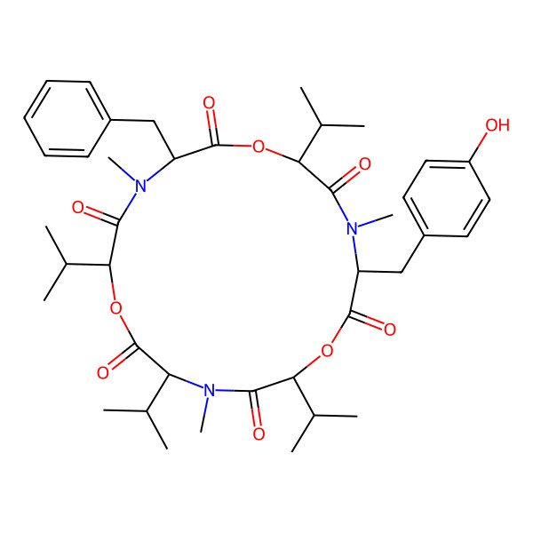 2D Structure of cyclo[DL-OVal-DL-N(Me)Phe-DL-OVal-DL-N(Me)Tyr-DL-OVal-DL-N(Me)Val]