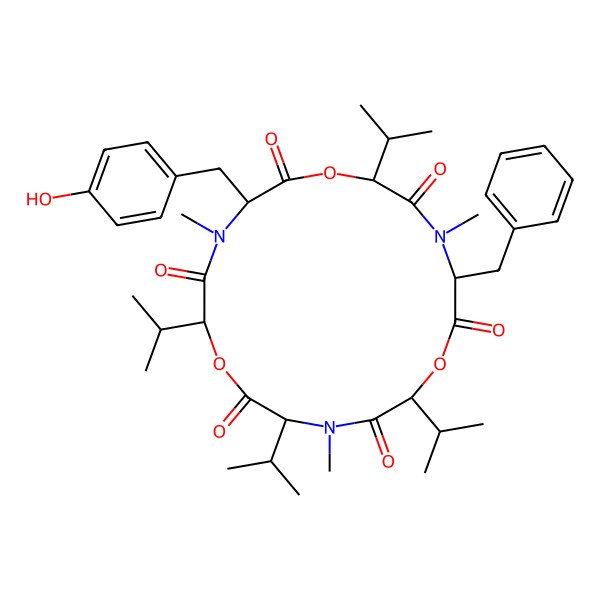 2D Structure of cyclo[DL-OVal-DL-N(Me)Phe-DL-OVal-DL-N(Me)Val-DL-OVal-DL-N(Me)Tyr]