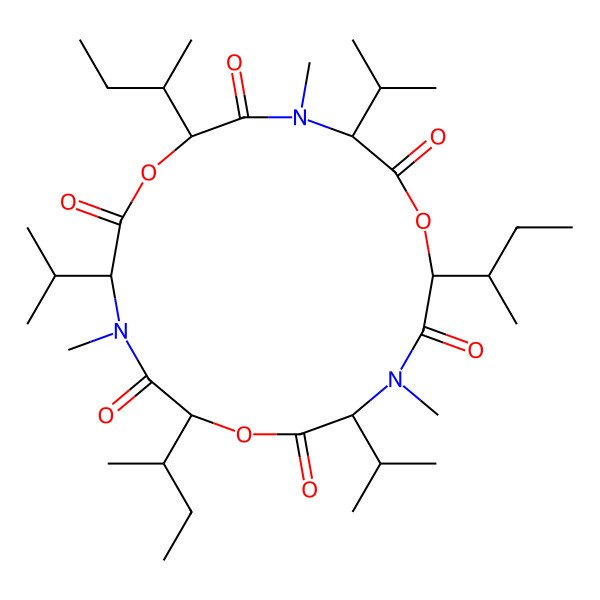 2D Structure of cyclo[DL-OxiIle-DL-N(Me)Val-DL-OxiIle-DL-N(Me)Val-DL-OxiIle-DL-N(Me)Val]