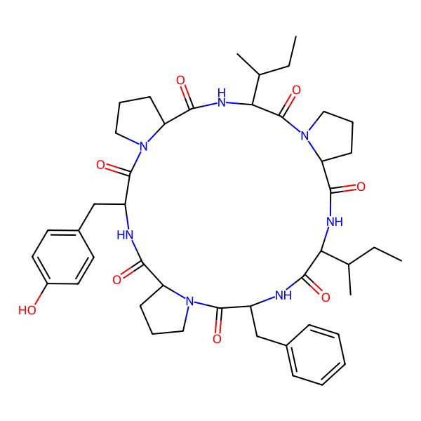 2D Structure of cyclo[DL-Phe-DL-Pro-Tyr-Pro-aIle-DL-Pro-D-aIle]