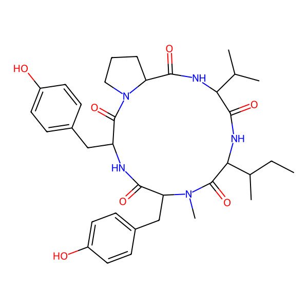 2D Structure of cyclo[DL-Pro-DL-Val-DL-xiIle-DL-N(Me)Tyr-DL-Tyr]