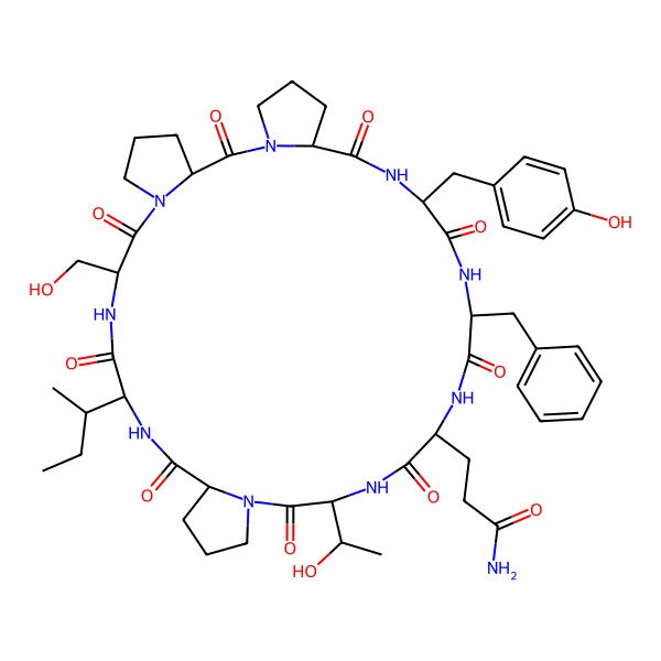 2D Structure of cyclo[Gln-Thr-Pro-Ile-Ser-Pro-Pro-Tyr-Phe]