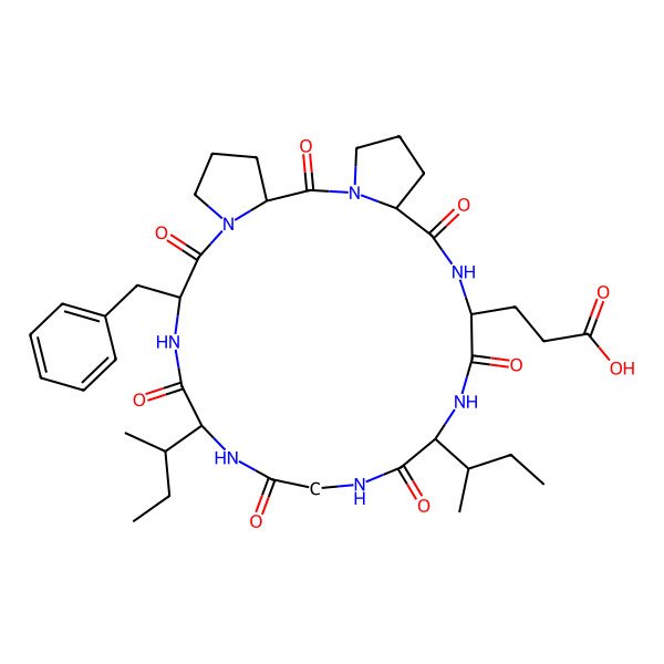 2D Structure of cyclo[Glu-Ile-Gly-Ile-Phe-Pro-Pro]