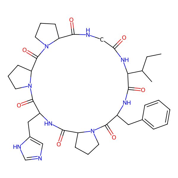 2D Structure of cyclo[Gly-aIle-D-Phe-Pro-His-Pro-Pro]