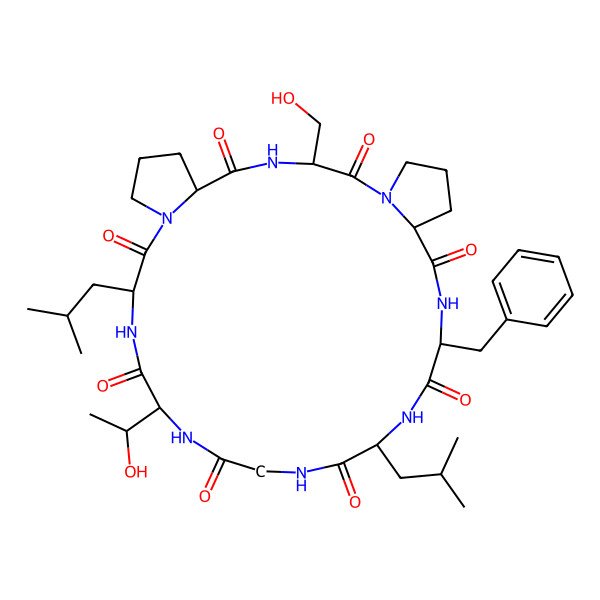 2D Structure of cyclo[Gly-aThr-D-Leu-Pro-Ser-D-Pro-D-Phe-Leu]