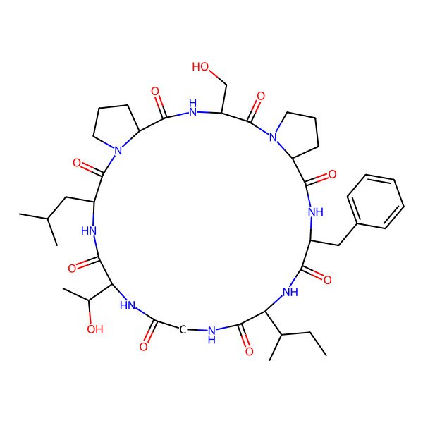 2D Structure of cyclo[Gly-aThr-D-Leu-Pro-Ser-Pro-D-Phe-Ile]