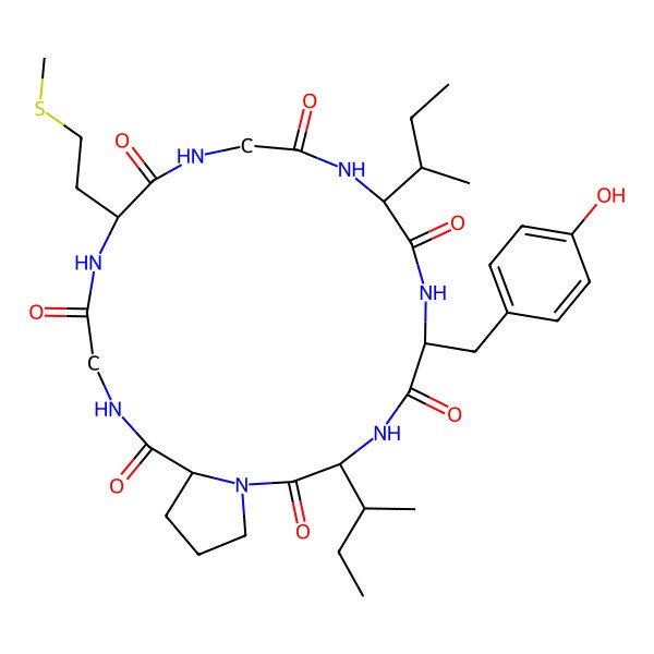 2D Structure of cyclo[Gly-D-Ile-Tyr-D-aIle-Pro-Gly-Met]