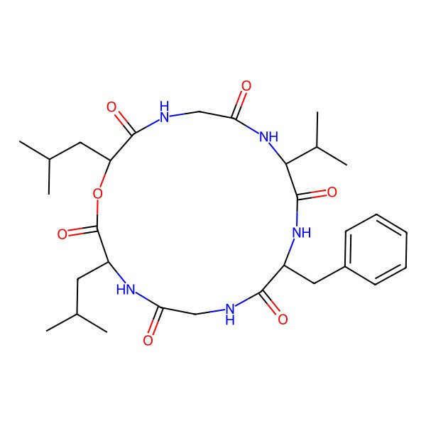 2D Structure of cyclo[Gly-D-Leu-OLeu-Gly-Val-Phe]