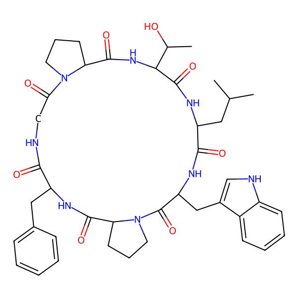 2D Structure of cyclo[Gly-D-Pro-aThr-Leu-D-Trp-Pro-Phe]
