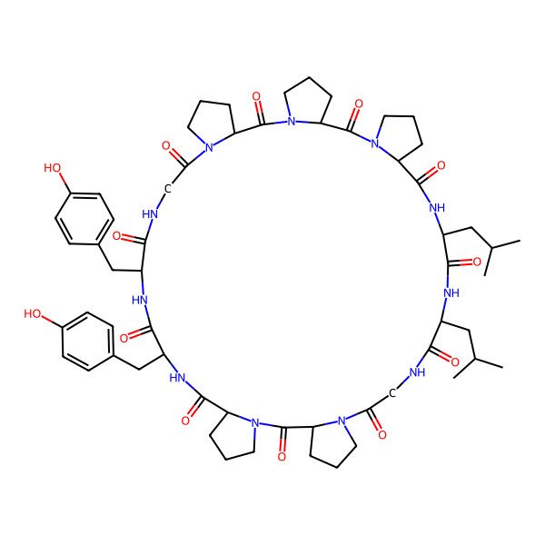 2D Structure of cyclo[Gly-D-Pro-Pro-Pro-Leu-Leu-Gly-Pro-D-Pro-Tyr-Tyr]