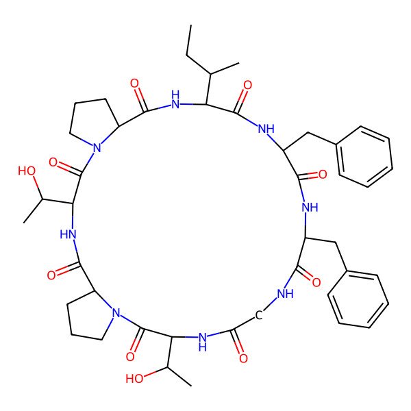 2D Structure of cyclo[Gly-D-Thr-D-Pro-D-aThr-Pro-D-aIle-D-Phe-Phe]