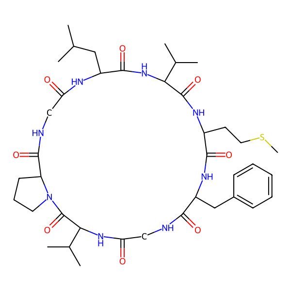 2D Structure of cyclo[Gly-DL-Leu-DL-Val-DL-Met-DL-Phe-Gly-DL-Val-DL-Pro]