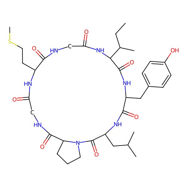 2D Structure of cyclo[Gly-DL-Met-Gly-DL-xiIle-DL-Tyr-DL-Leu-DL-Pro]