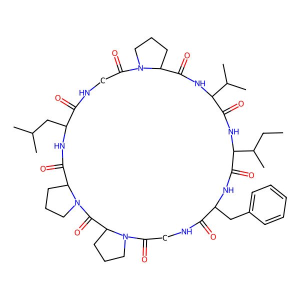 2D Structure of cyclo[Gly-DL-Pro-DL-Pro-DL-Leu-Gly-DL-Pro-DL-Val-DL-xiIle-DL-Phe]