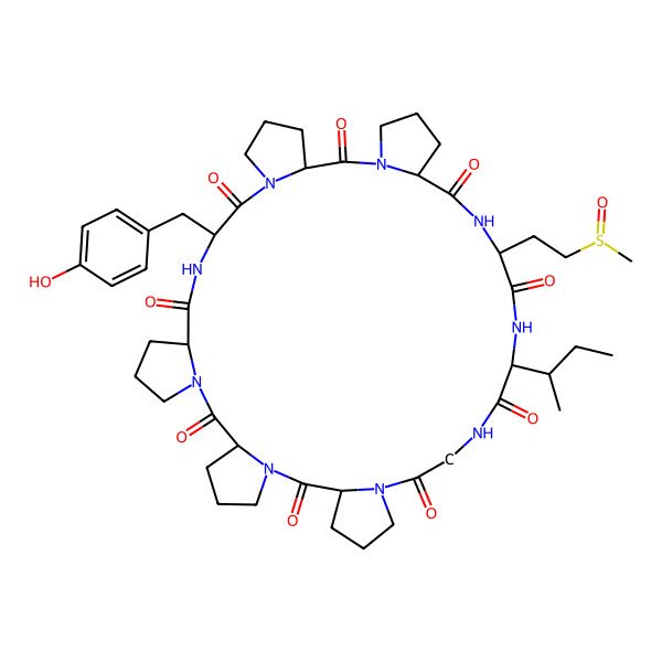 2D Structure of cyclo[Gly-DL-Pro-DL-Pro-DL-Pro-DL-Tyr-DL-Pro-DL-Pro-DL-Met(O)-DL-xiIle]