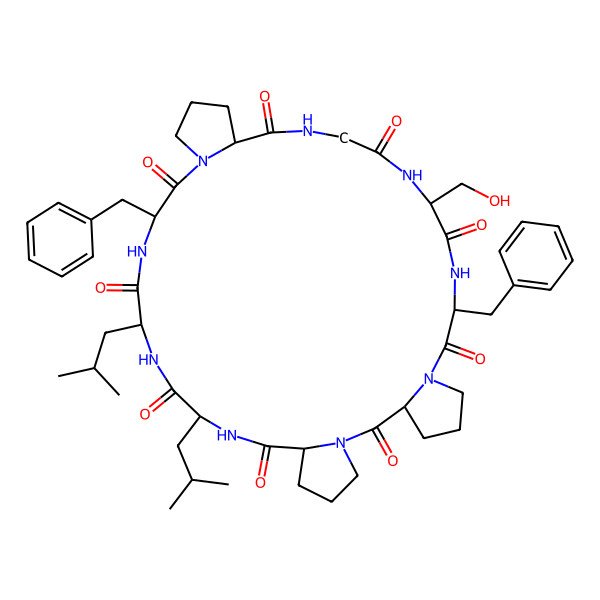 2D Structure of cyclo[Gly-DL-Ser-DL-Phe-DL-Pro-DL-Pro-DL-Leu-DL-Leu-DL-Phe-DL-Pro]