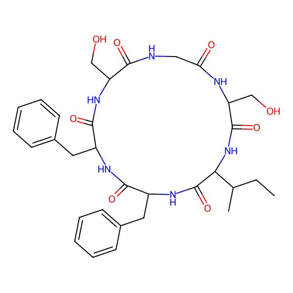 2D Structure of cyclo[Gly-DL-Ser-DL-xiIle-DL-Phe-DL-Phe-DL-Ser]