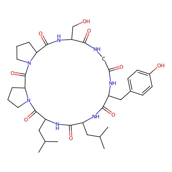 2D Structure of cyclo[Gly-DL-Tyr-DL-Leu-DL-Leu-DL-Pro-DL-Pro-DL-Ser]