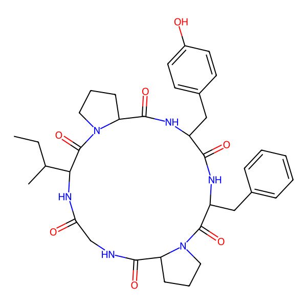 2D Structure of cyclo[Gly-DL-xiIle-DL-Pro-DL-Tyr-DL-Phe-DL-Pro]
