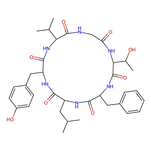 2D Structure of cyclo[Gly-DL-xiThr-DL-Phe-DL-Leu-DL-Tyr-DL-Val]