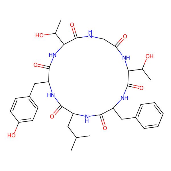 2D Structure of cyclo[Gly-DL-xiThr-DL-Phe-DL-Leu-DL-Tyr-DL-xiThr]