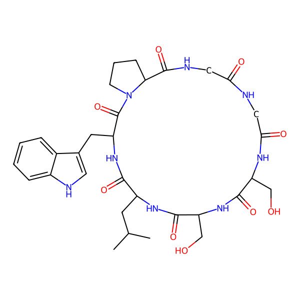 2D Structure of cyclo[Gly-Gly-DL-Ser-DL-Ser-DL-Leu-DL-Trp-DL-Pro]