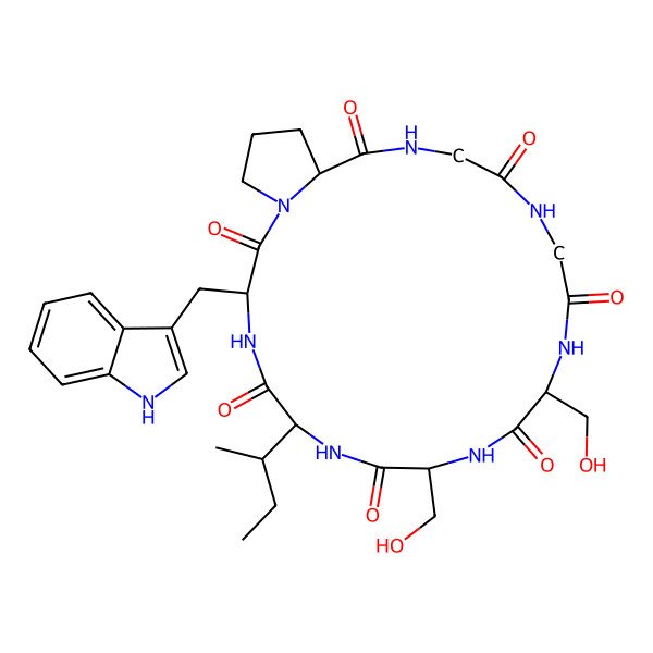 2D Structure of cyclo[Gly-Gly-DL-Ser-DL-Ser-DL-xiIle-DL-Trp-DL-Pro]