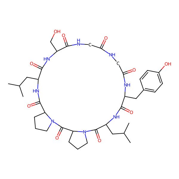 2D Structure of cyclo[Gly-Gly-DL-Tyr-DL-Leu-DL-Pro-DL-Pro-DL-Leu-DL-Ser]