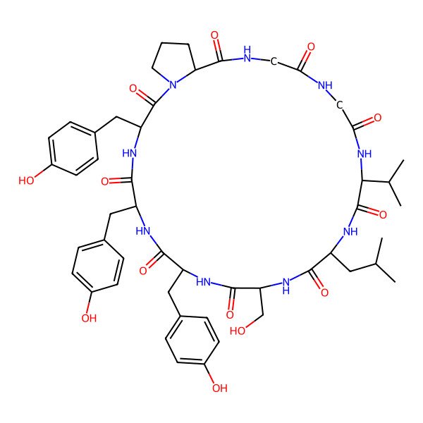 2D Structure of cyclo[Gly-Gly-DL-Val-DL-Leu-DL-Ser-DL-Tyr-DL-Tyr-DL-Tyr-DL-Pro]