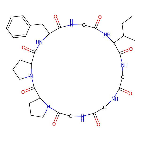 2D Structure of cyclo[Gly-Gly-Gly-Pro-Pro-D-Phe-Gly-Ile]