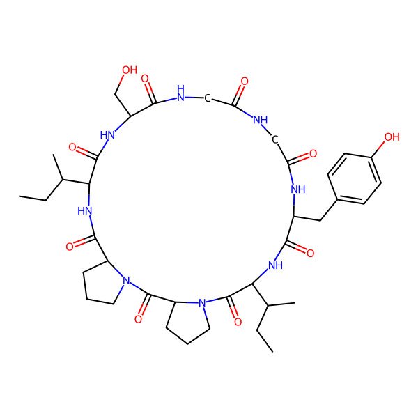 2D Structure of cyclo[Gly-Gly-Tyr-Ile-Pro-Pro-Ile-Ser]