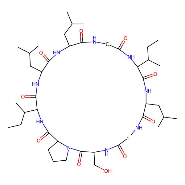 2D Structure of cyclo[Gly-Ile-Leu-Gly-Ser-Pro-Ile-Leu-Leu]