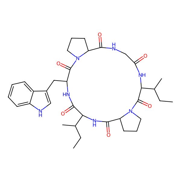2D Structure of cyclo[Gly-Ile-Pro-Ile-D-Trp-Pro]