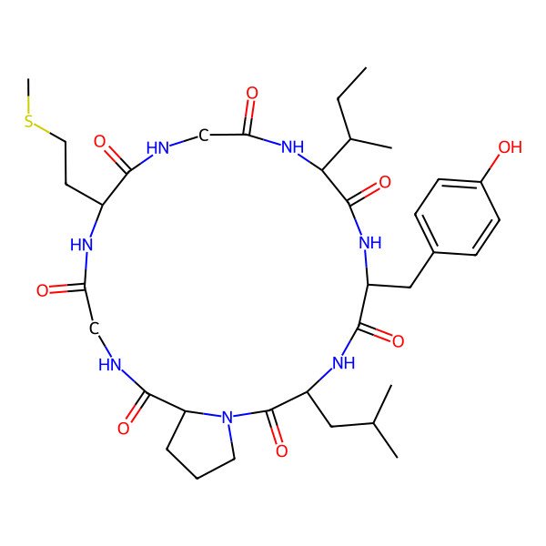 2D Structure of cyclo[Gly-Ile-Tyr-Leu-Pro-Gly-Met]