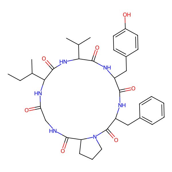 2D Structure of cyclo[Gly-Ile-Val-Tyr-Phe-Pro]