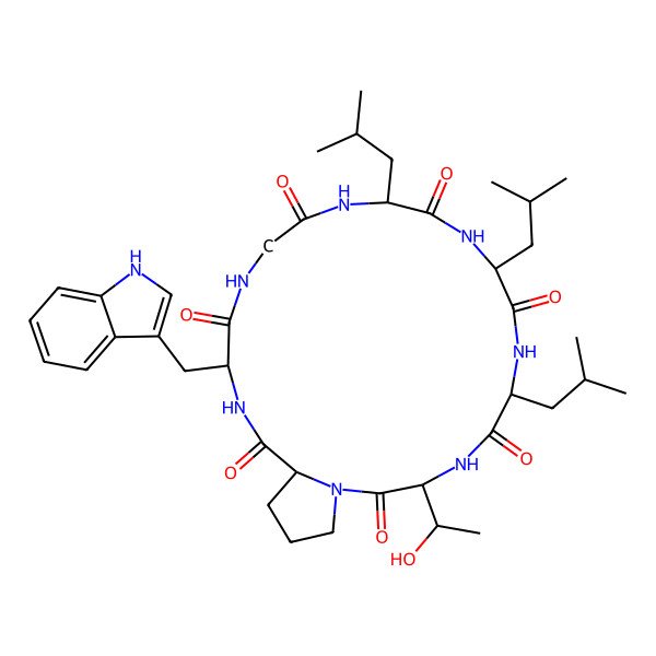 2D Structure of cyclo[Gly-Leu-Leu-Leu-aThr-Pro-Trp]