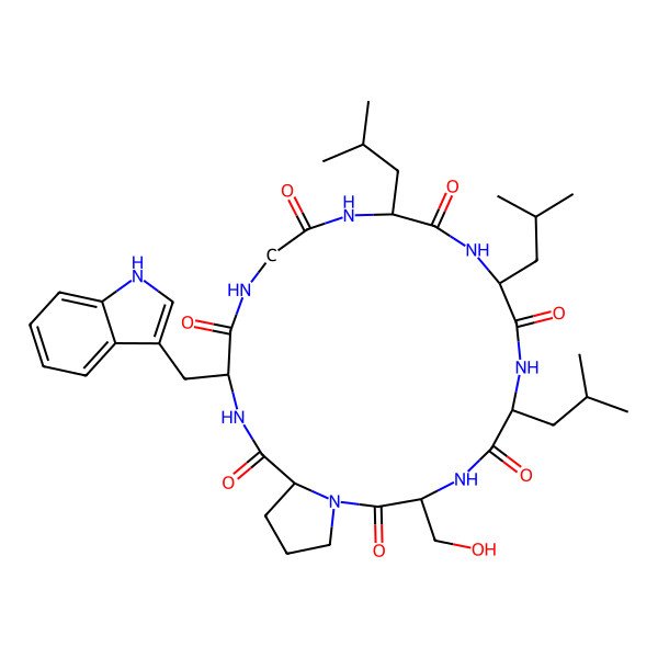 2D Structure of cyclo[Gly-Leu-Leu-Leu-Ser-Pro-Trp]