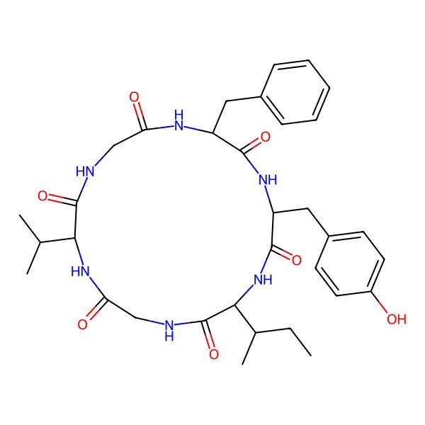 2D Structure of cyclo[Gly-Phe-Tyr-Ile-Gly-Val]