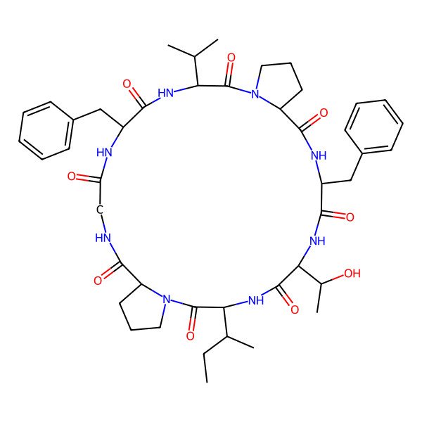 2D Structure of cyclo[Gly-Phe-Val-Pro-Phe-aThr-Ile-Pro]
