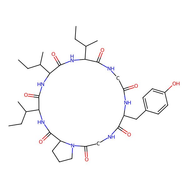 2D Structure of cyclo[Gly-Pro-aIle-D-aIle-aIle-Gly-Tyr]