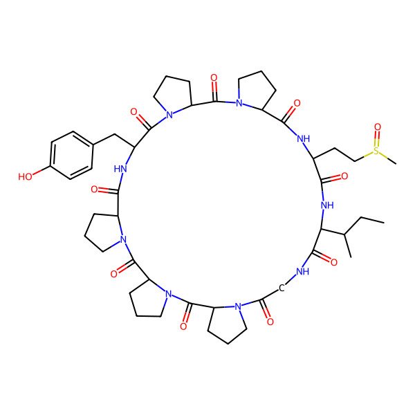 2D Structure of cyclo[Gly-Pro-Pro-Pro-Tyr-Pro-Pro-Met(R-O)-Ile]