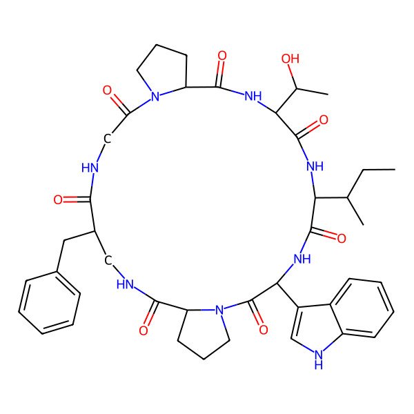 2D Structure of cyclo[Gly-Pro-Thr-D-aIle-nTrp-D-Pro-bAla(2S-Bn)]