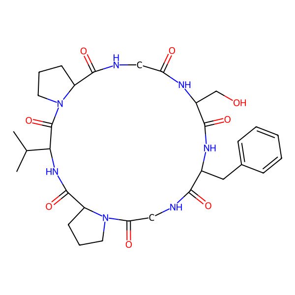 2D Structure of cyclo[Gly-Pro-Val-Pro-Gly-Ser-Phe]