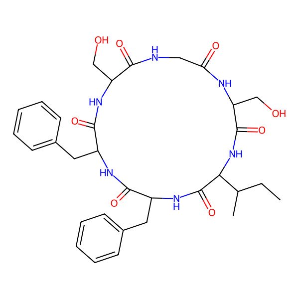 2D Structure of cyclo[Gly-Ser-Ile-D-Phe-Phe-D-Ser]