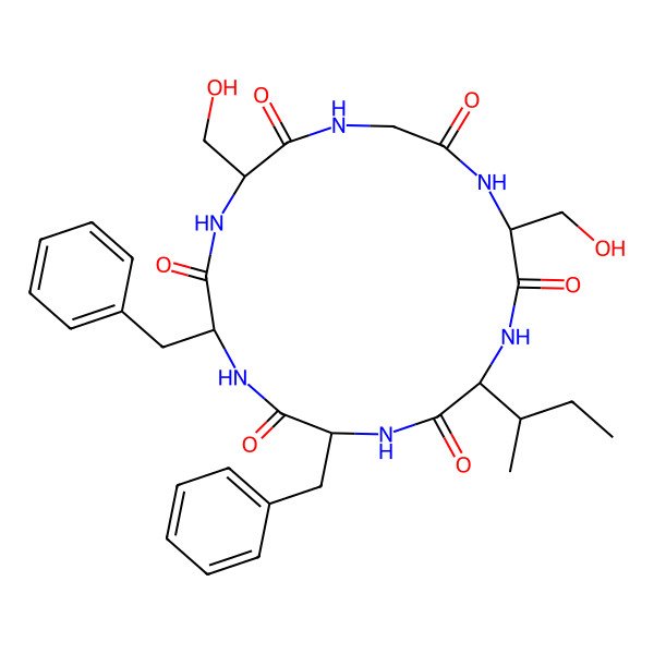 2D Structure of cyclo[Gly-Ser-Ile-Phe-Phe-Ser]